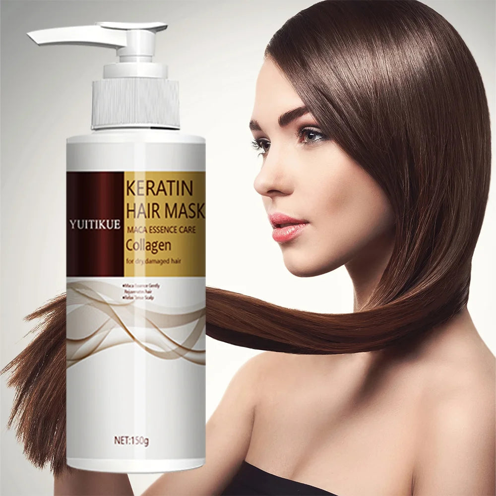 Keratin Hair Mask, Natural Essence, Organic Protein Cream, Suitable for Dry and Damaged Hair, Safe Ingredients, Easily Absorbed