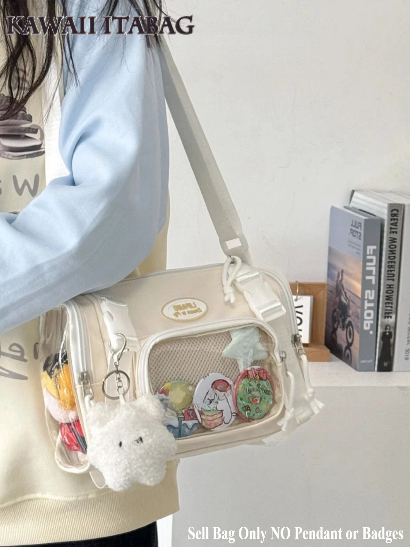 Y2K Fashion Clear Transparent Crossbody Bag Women Multipocket Itabag Summer Bucket Shoulder Bag for Students