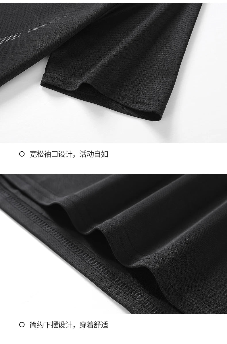 Mens Fitness Tracksuit Set Summer Casual Sporting Male Quick-Drying Short-Sleeved Tops+Shorts Sweatsuit 2 Piece Set Track Suit