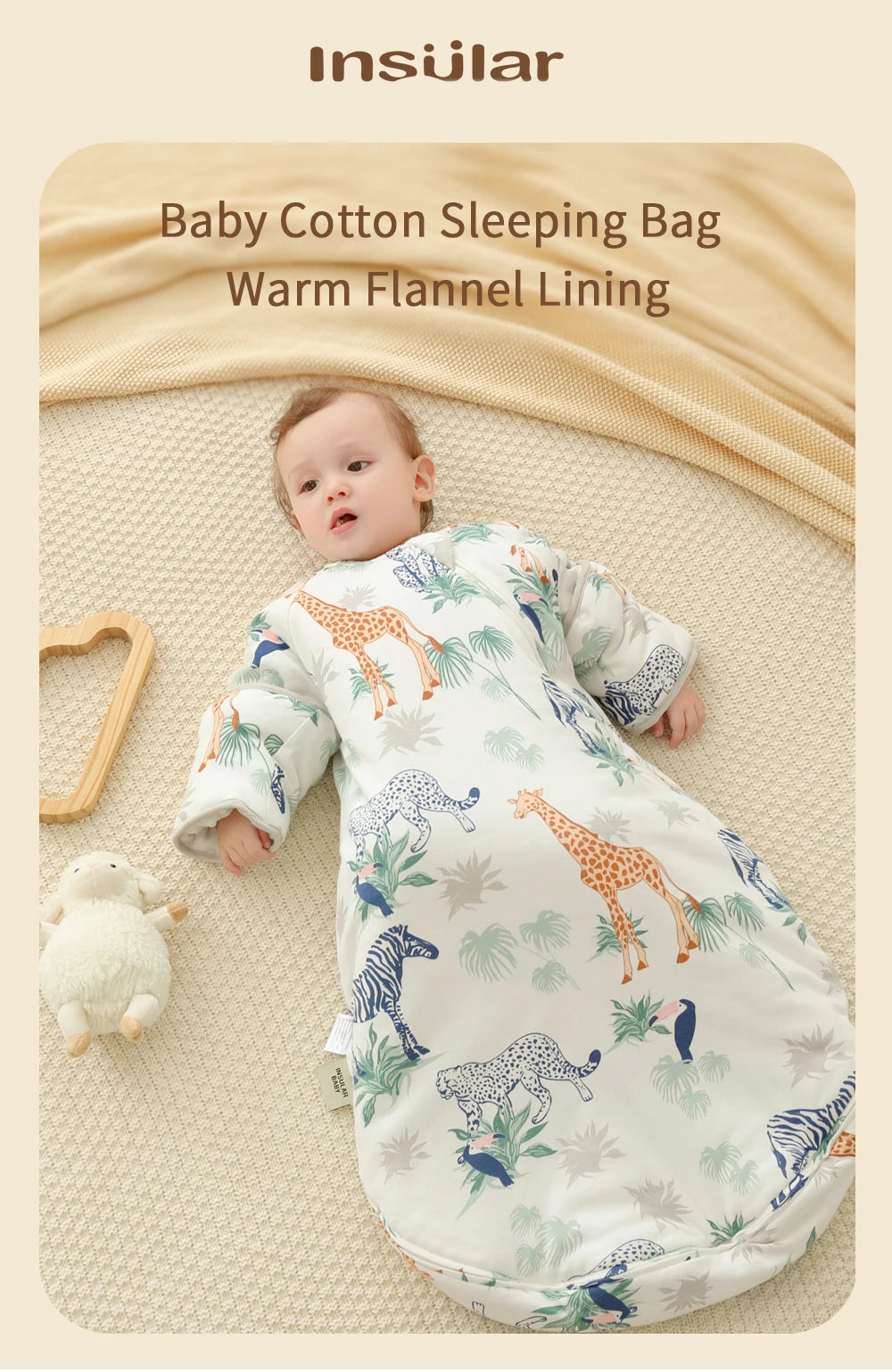 INSULAR Baby Thickened Sleeping Bags Infant Warm Pajamas Kids Cartoon Cotton Sleep Sack Toddler Anti-kick Onesuit Autumn Winter