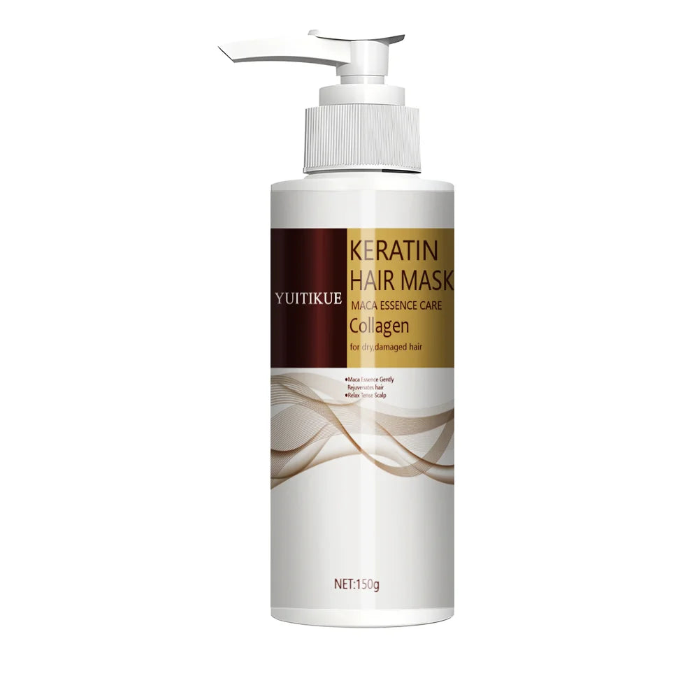 Keratin Hair Mask, Natural Essence, Organic Protein Cream, Suitable for Dry and Damaged Hair, Safe Ingredients, Easily Absorbed
