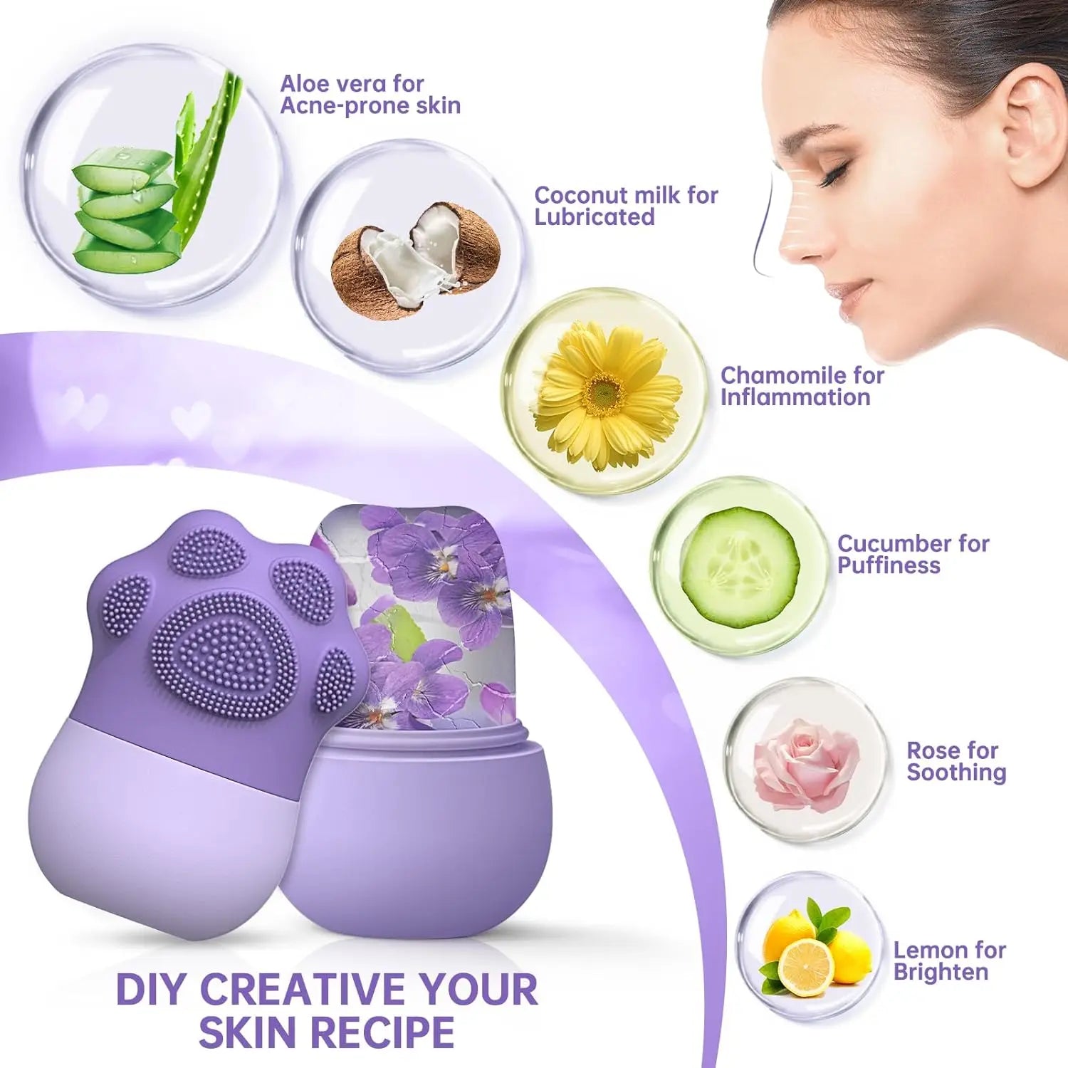 Silicone Facial Ice Roller for Skin Care Reduce Eye Puffiness and Massage Face Beauty Skin Care Tools