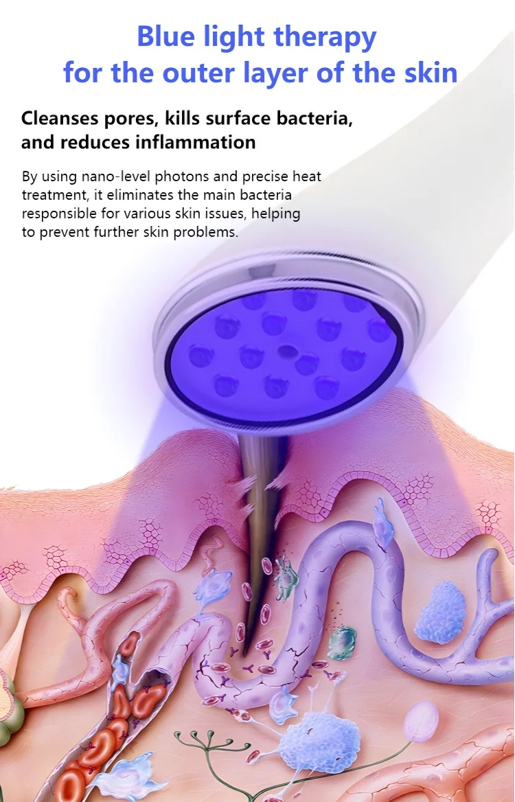LED Light Facial Device for Home Use Red Blue Light Skin Care Beauty Machine with Warming Feature