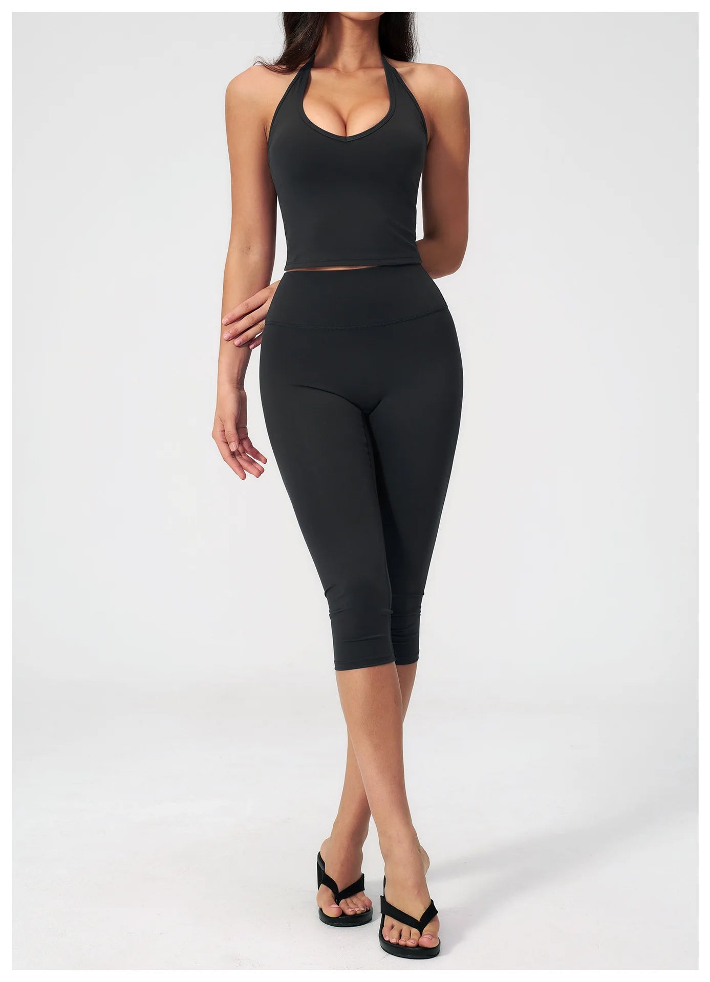 Yoga Set 2PCS Sports Set Short Sleeve Fitness Outfits Women Tracksuit Workout Clothes Running Capri Pants Gym Suit Athletic Wear