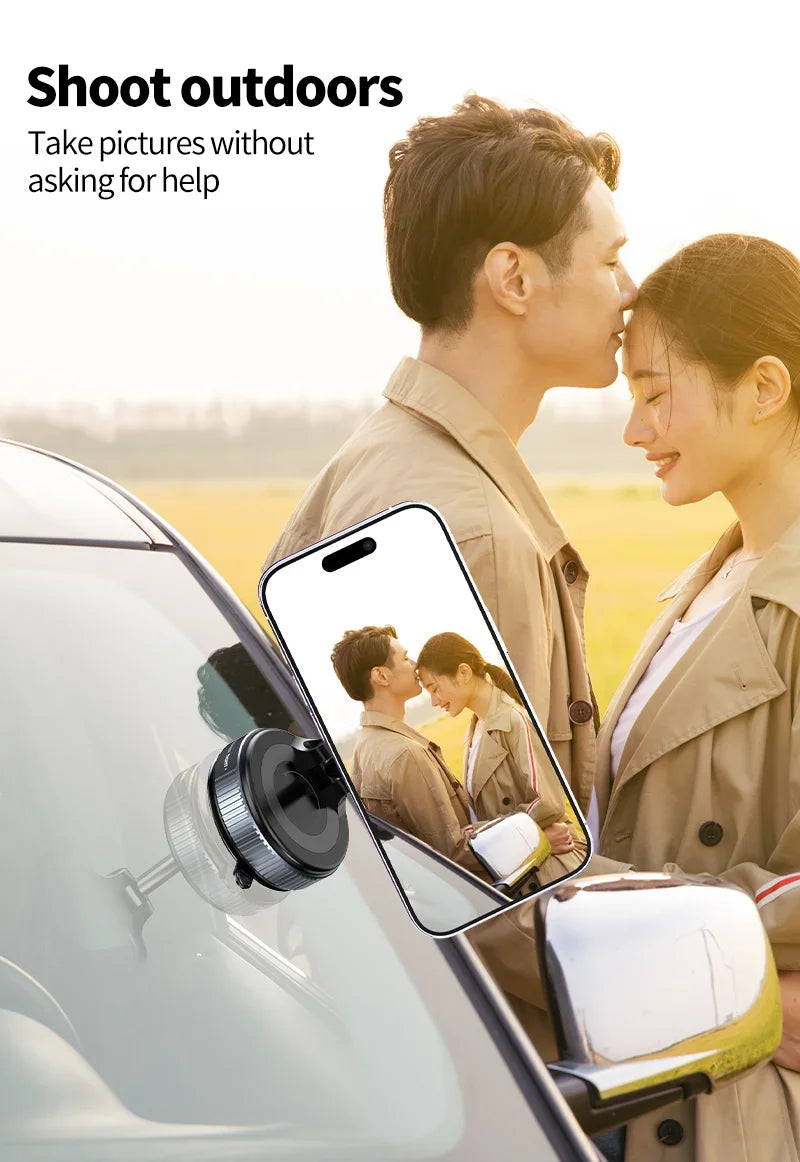 Rotating Folding Magnetic Phone Holder Vacuum Suction Mag Stand for Car Navigation Gym Kitchen - Universal GPS Streaming Bracket