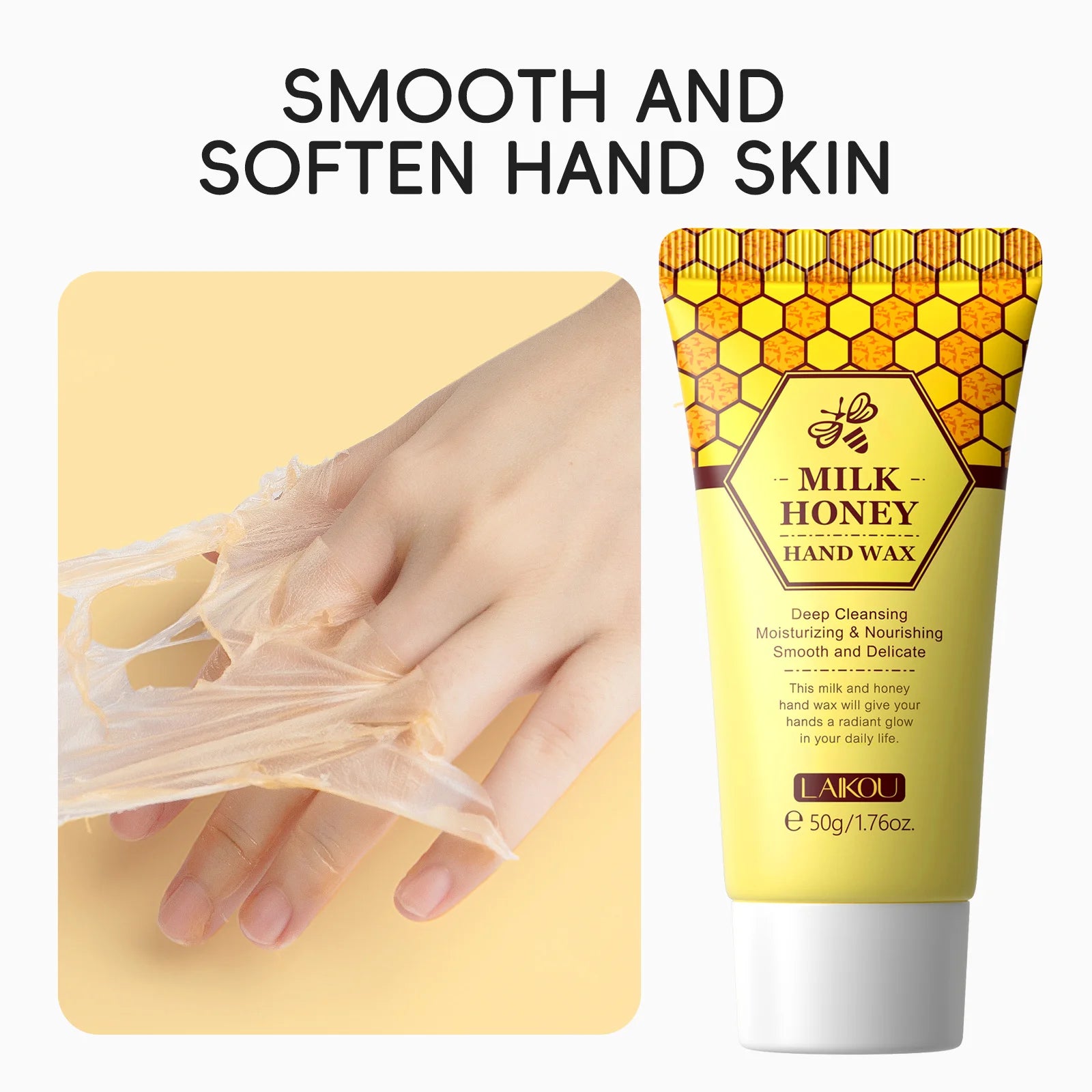 Laikou  Honey Hand Wax Moisturizing Exfoliating  Anti-Aging Hand Exfoliator Scrub Hands  lotion Peeling Masks Skin Care 50g