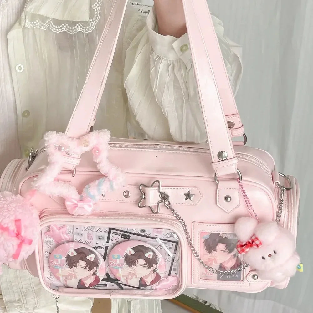 Star Chain Y2k Harajuku Shoulder Itabag Blue Lolita Girl Pain Bags Transparent Japanese Crossbody Bag New Concert Korean Handbag