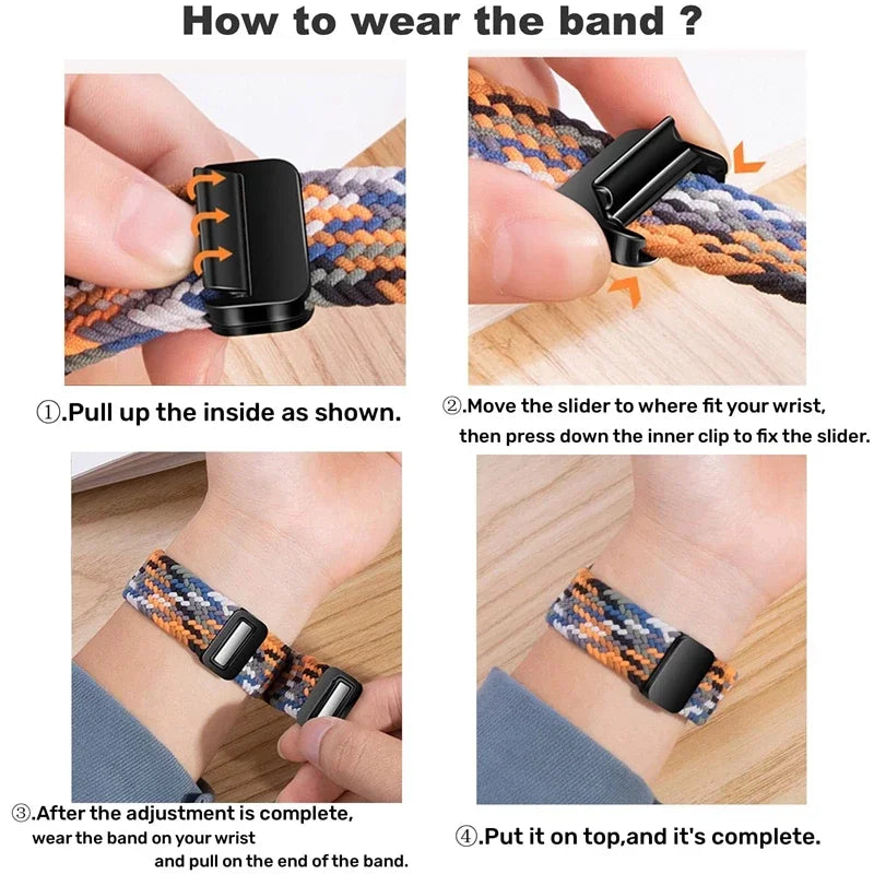 Braided Band For Apple Watch Strap 44mm 40mm 45mm 46mm 49mm 41mm 38 Magnetic Nylon Bracelet iWatch series se 7 6 8 9 10 Ultra 2