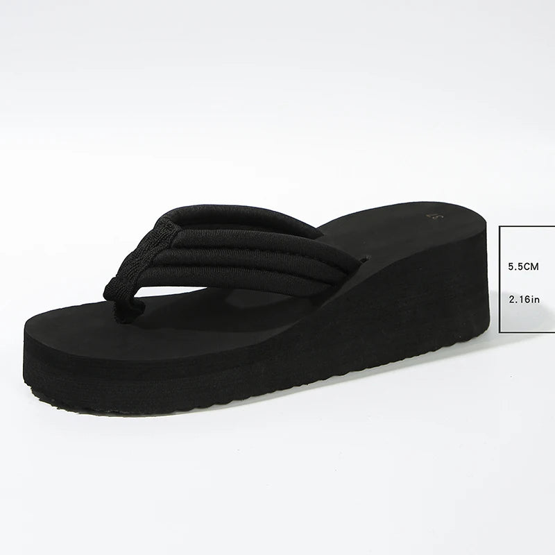 Lightweight Wedge Flip Flops for Women Fashion Clip Toe Platform Slippers Woman 2025 Summer Thick Bottom Non Slip Beach Slides