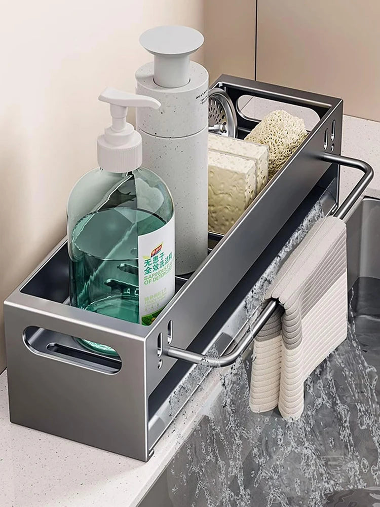 Kitchen Sink Caddy Organizer Dish Soap Brush Sponge Holder Countertop Sink Organizer Rack for Kitchen Organizers and Storage
