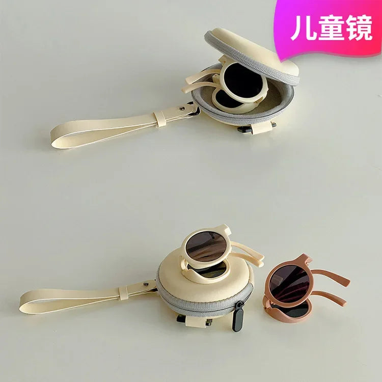 Foldable Kids Sunglasses Girls Boy Children Sun Glasses Round Street Beat Eyeglasses Cute Baby Shades Eyewears