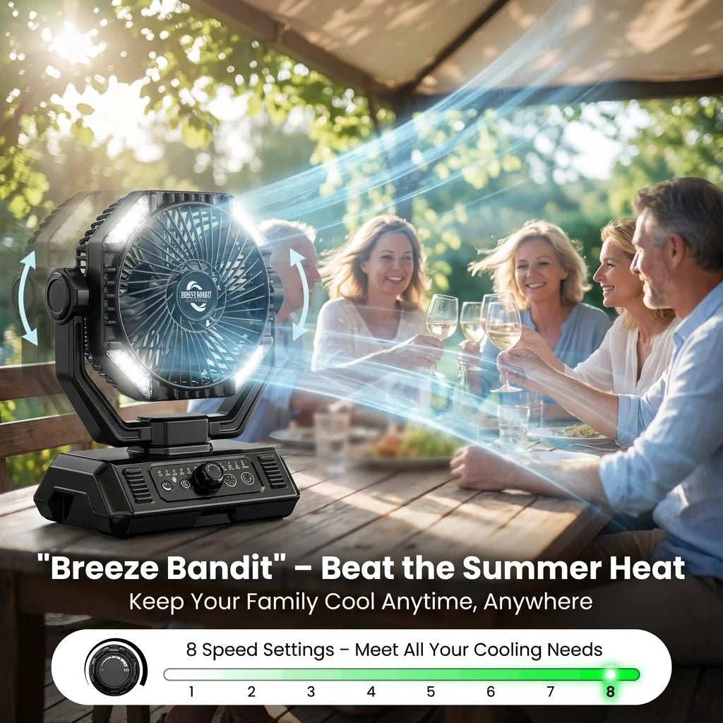 coldSky 20000mAh Battery Camping Fan with LED Lantern 8 Speed Desk Fan Portable Outdoor Fan Teny Picnic Fishing Travel Jobsite