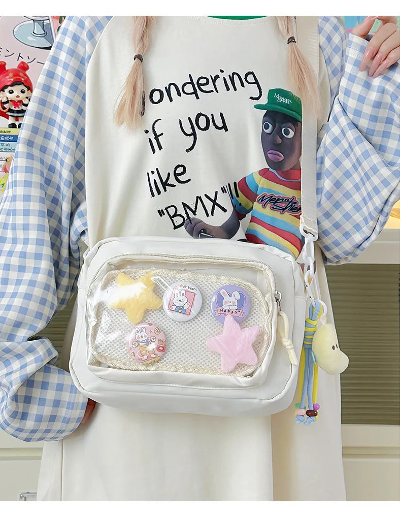 Japan and South Korea Cute Small Bag Female anime Pain Bag Pure Color Small Fresh Student Korean Simple Bag Crossbody Bag Female