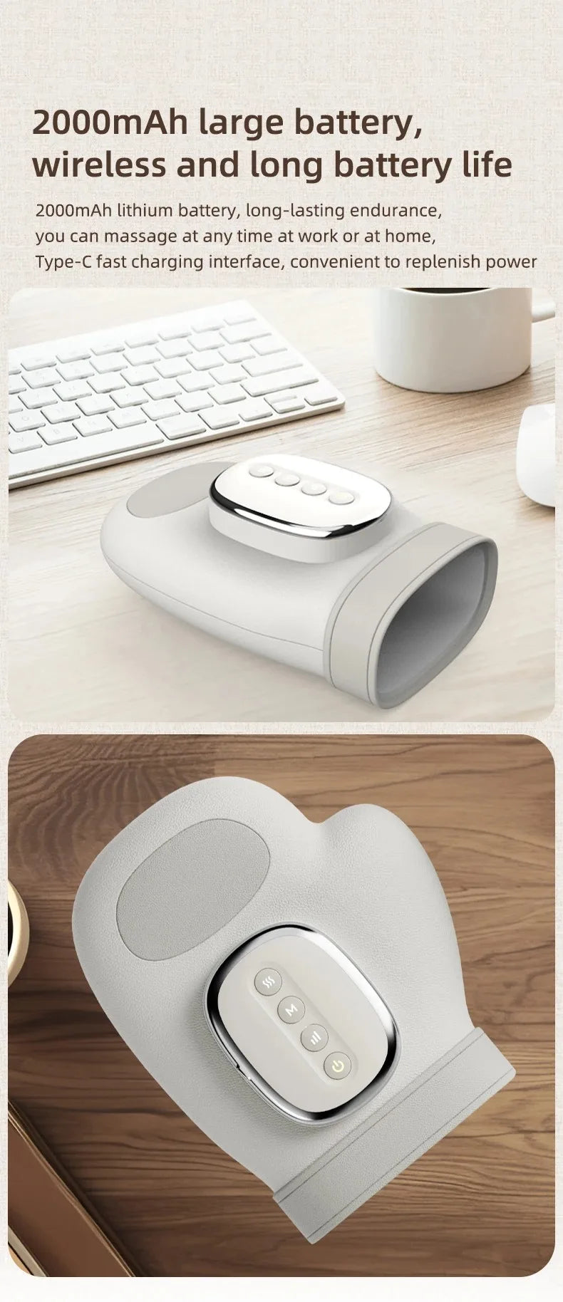 Hand Massager with Heat and Airbag Compression Carpal Tunnel Wrist Finger Kneading Massage Device Electric Vibration Gloves