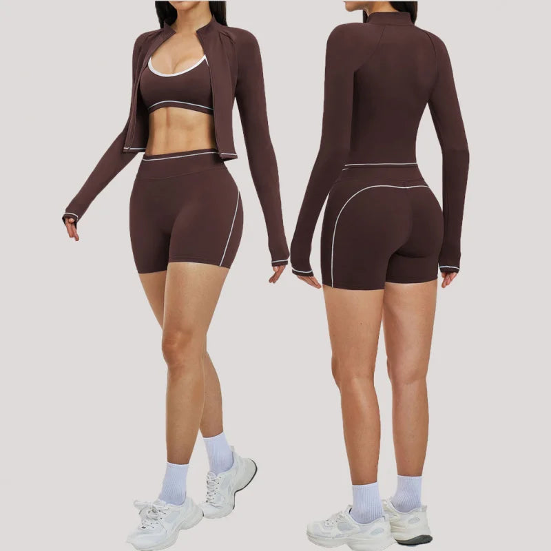 3PCS Sports Sets Woman Set Yoga Sexy Outfits Nude Feel Spring Summer Women's Gym Kit Female Fitness Clothing Outdoor Running