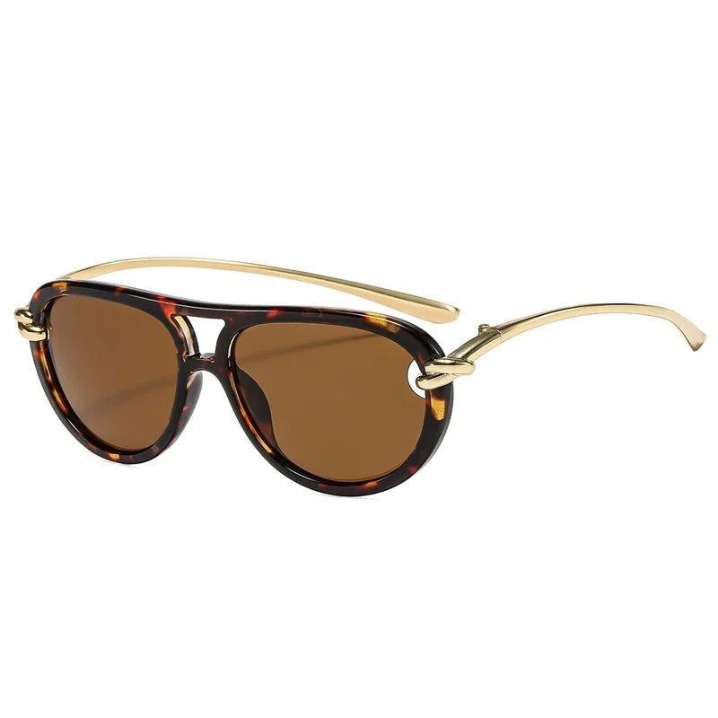 Ins Popular Fashion Double Bridges Pilot Women Luxury Sunglasses Brand Designer Oval Hollow Shades UV400 Men Sun Glasses
