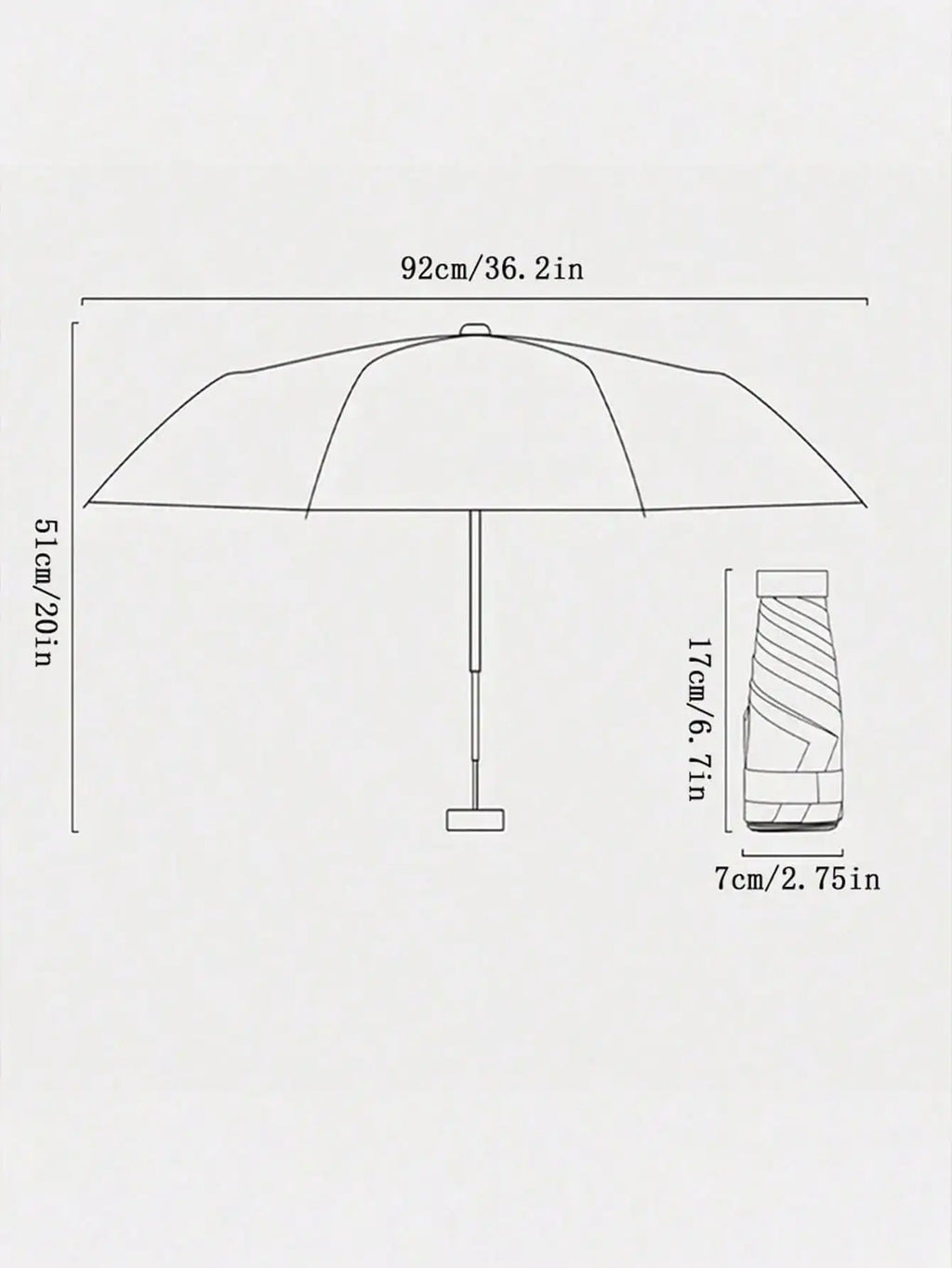 1pc Lightweight Portable Travel Umbrella, Waterproof, Manual Open/Close, 6 Reinforced Ribs, UV Protection Sunshade, Unisex (Due To Batch Differences, The Umbrella Fabric, Rib Color, English Letter Pattern Design, Button Shape