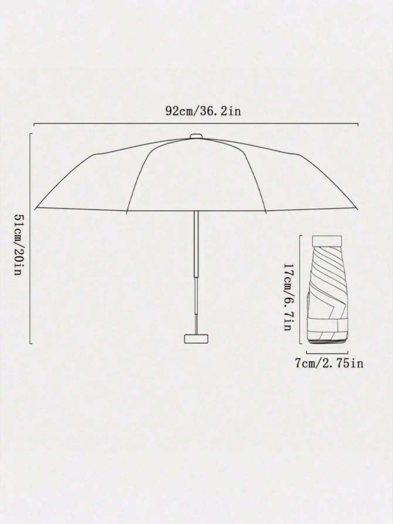 1pc Lightweight Portable Travel Umbrella, Waterproof, Manual Open/Close, 6 Reinforced Ribs, UV Protection Sunshade, Unisex (Due To Batch Differences, The Umbrella Fabric, Rib Color, English Letter Pattern Design, Button Shape