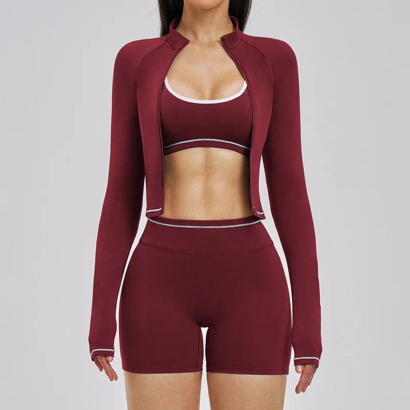 3PCS Sports Sets Woman Set Yoga Sexy Outfits Nude Feel Spring Summer Women's Gym Kit Female Fitness Clothing Outdoor Running