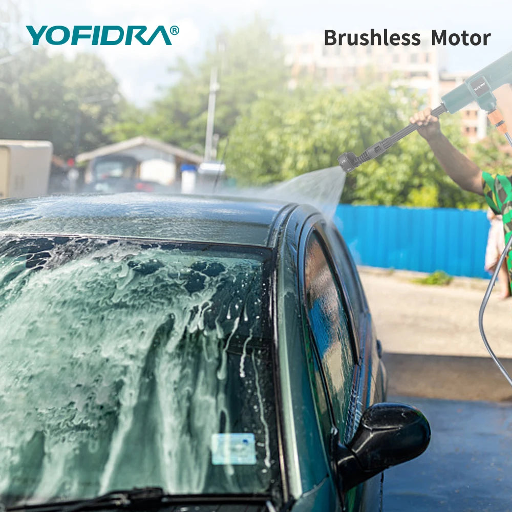 YOFIDRA Brushless 200Bar Car Washer Electric High Pressure Washer Water Gun 6IN1 Cordless Cleaning Garden For Makita Battery Pin