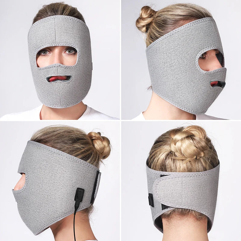 Electric Heated Facial Mask Red Light Therapy Facial Massager Relieves Facial Spasms Muscle Stiffness Jaw Ache Stress Relief