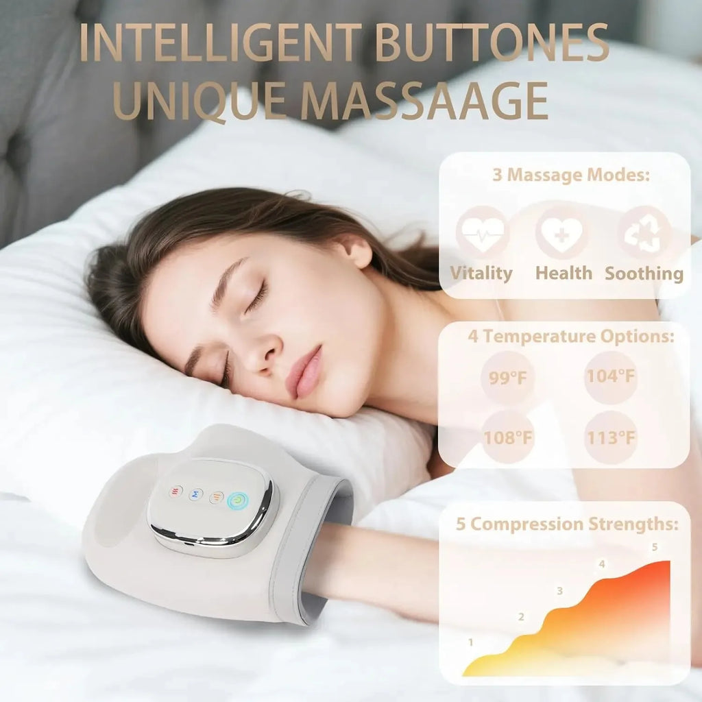 Hand Massager with Heat and Airbag Compression Carpal Tunnel Wrist Finger Kneading Massage Device Electric Vibration Gloves