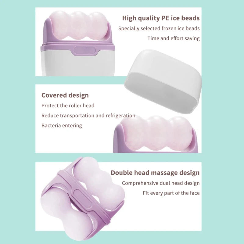 Double Head Ice Roller For Face Eye Puffiness Migraine Pain Relief And Minor Injury Facial Cold Therapy Massage Roller Skin Care