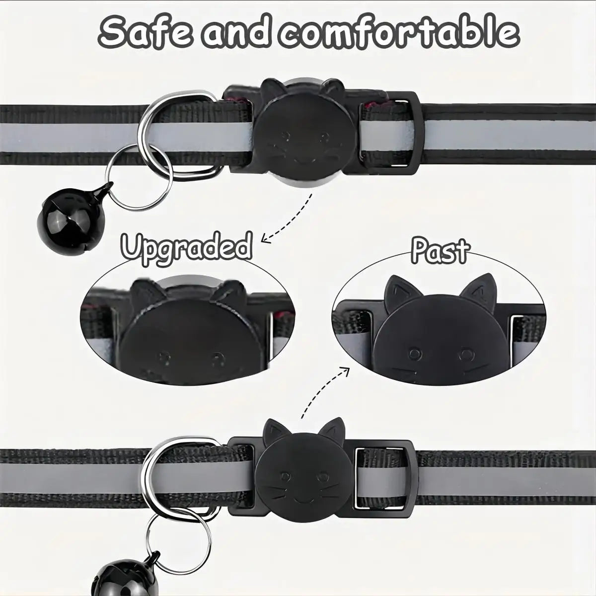 2 PC cat and dog footprints really reflective pet collar+strip reflective pet collar, reflective anti-lost pet collar.