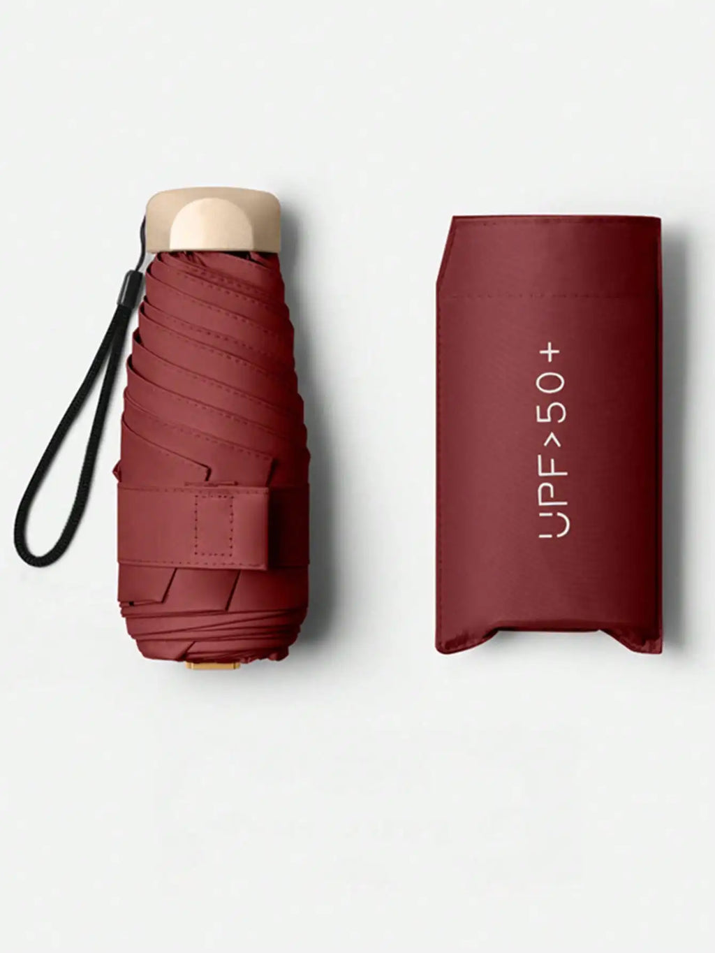 1pc Lightweight Portable Travel Umbrella, Waterproof, Manual Open/Close, 6 Reinforced Ribs, UV Protection Sunshade, Unisex (Due To Batch Differences, The Umbrella Fabric, Rib Color, English Letter Pattern Design, Button Shape