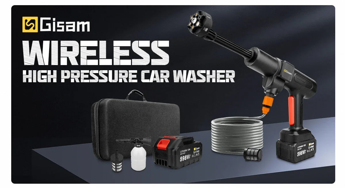 Gisam 200Bar Brushless Electric High Pressure Washer 6IN1 Car Wash Water Gun Garden Spray Gun Power Tool for Makita 18V Battery