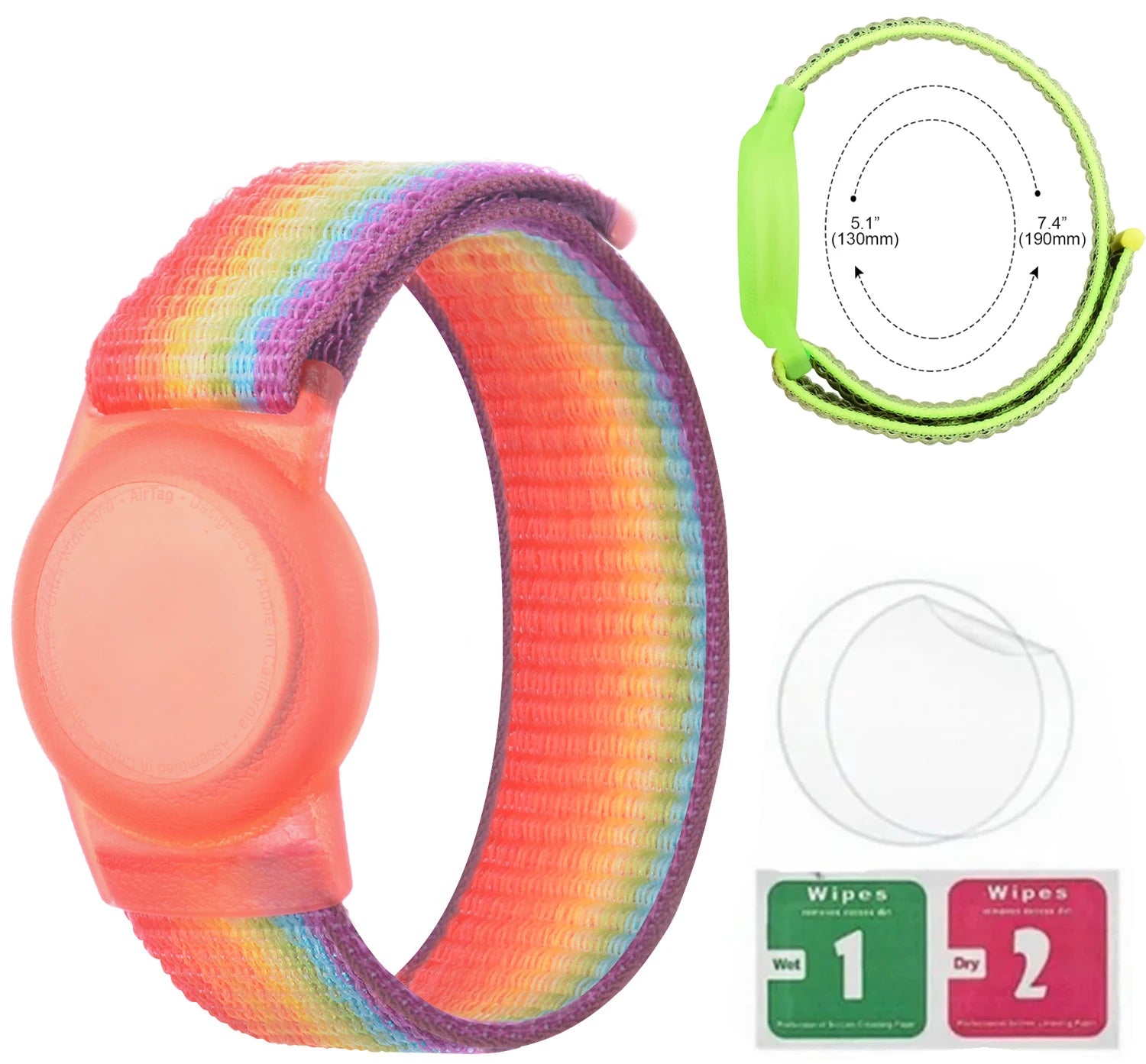 Waterproof Airtag Bracelet for Kids Soft Nylon Hidden Air Tag Wristband Full Cover Lightweight  Band for Toddler Child