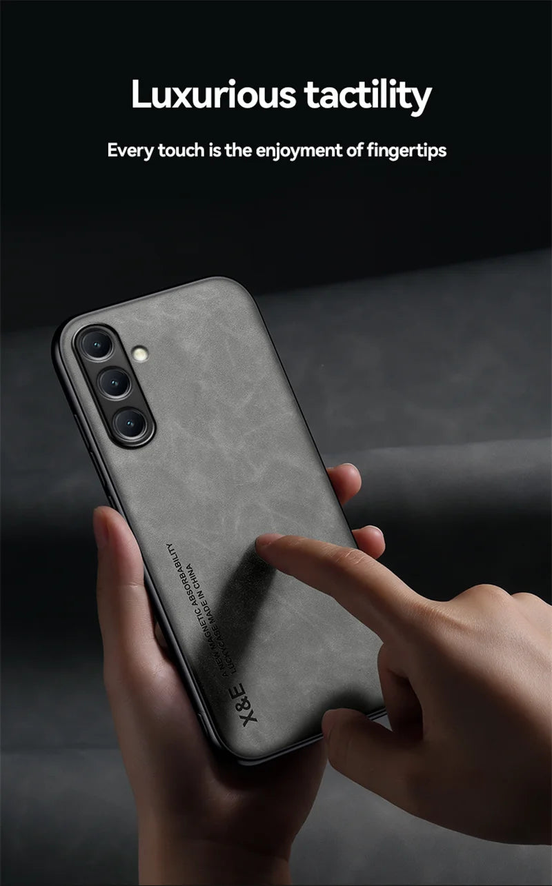 For Samsung Galaxy A56 A36 A26 A16 5G Case Soft Silicone Car Holder Magnetic Leather Phone Cover for Galaxy A06 A 56 36 16 Funda