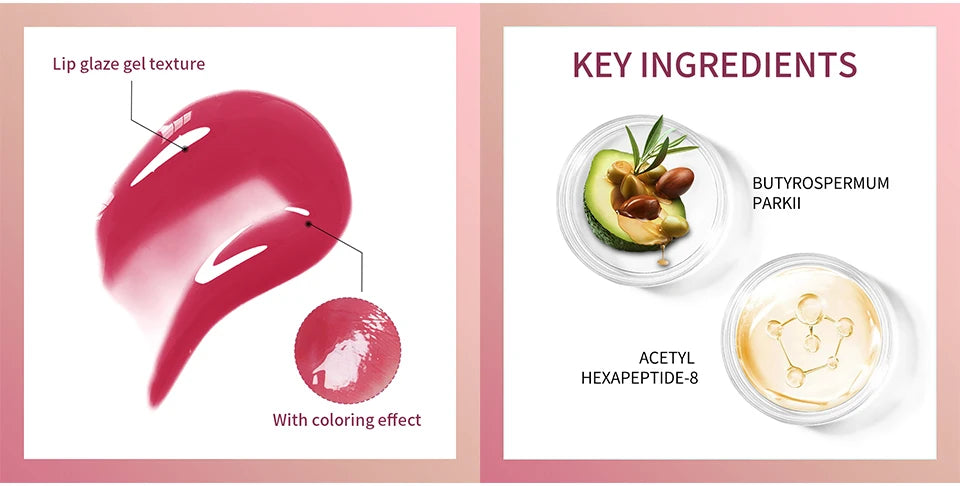 Lakerain 10ml Lip Balm Gel Texture Long Lasting Moisturizing Restore Replenish Non-Sticky Fragrance-Free Tinted Lip Serum Makeup