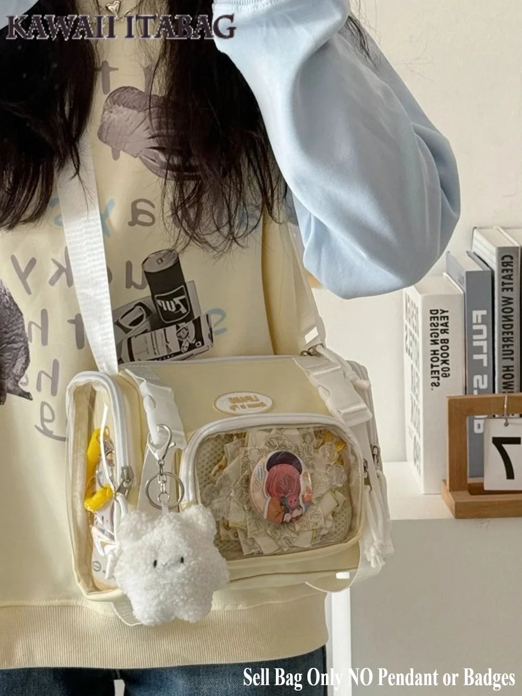 Y2K Fashion Clear Transparent Crossbody Bag Women Multipocket Itabag Summer Bucket Shoulder Bag for Students