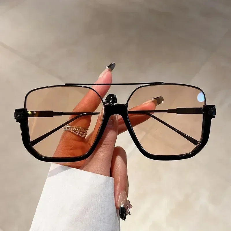 2025 New Vintage Oversized Sunglasses Fashion Men Women Square Shades Eyewear Trendy Ins Popular Brand Design UV400 Sun Glasses
