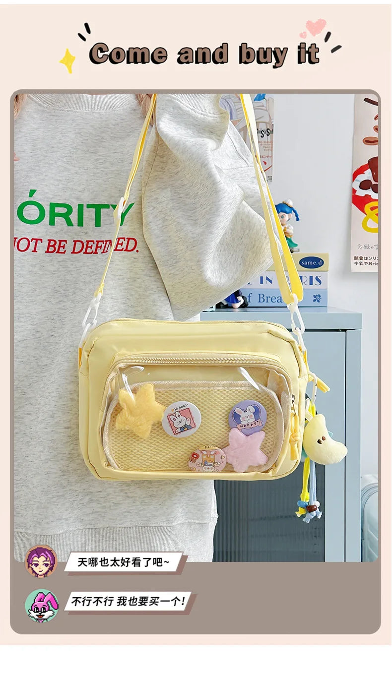 Japan and South Korea Cute Small Bag Female anime Pain Bag Pure Color Small Fresh Student Korean Simple Bag Crossbody Bag Female