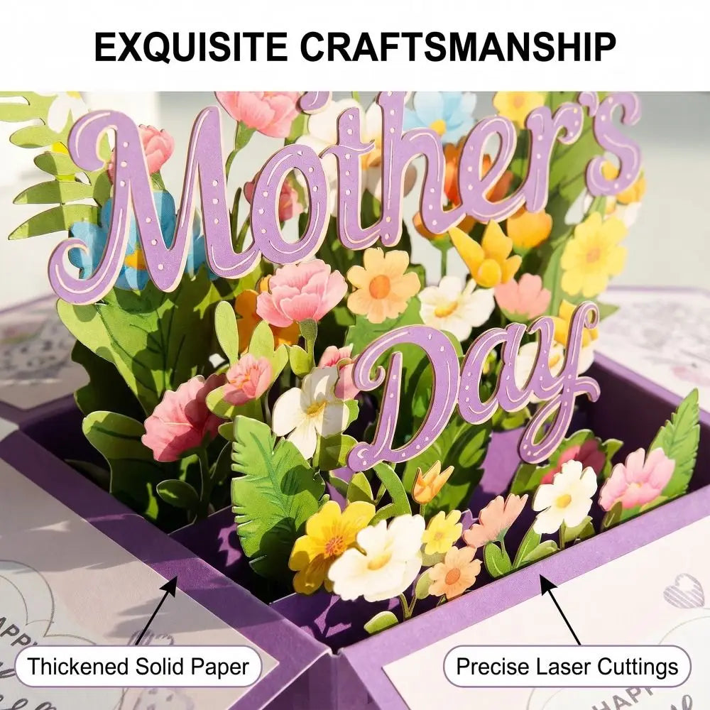Surprise Flower 3D Mother's Day Card Best Wishes Butterfly Mom Greeting Card Gifts Creative Flower Pop Up Card Mother's Day Gift