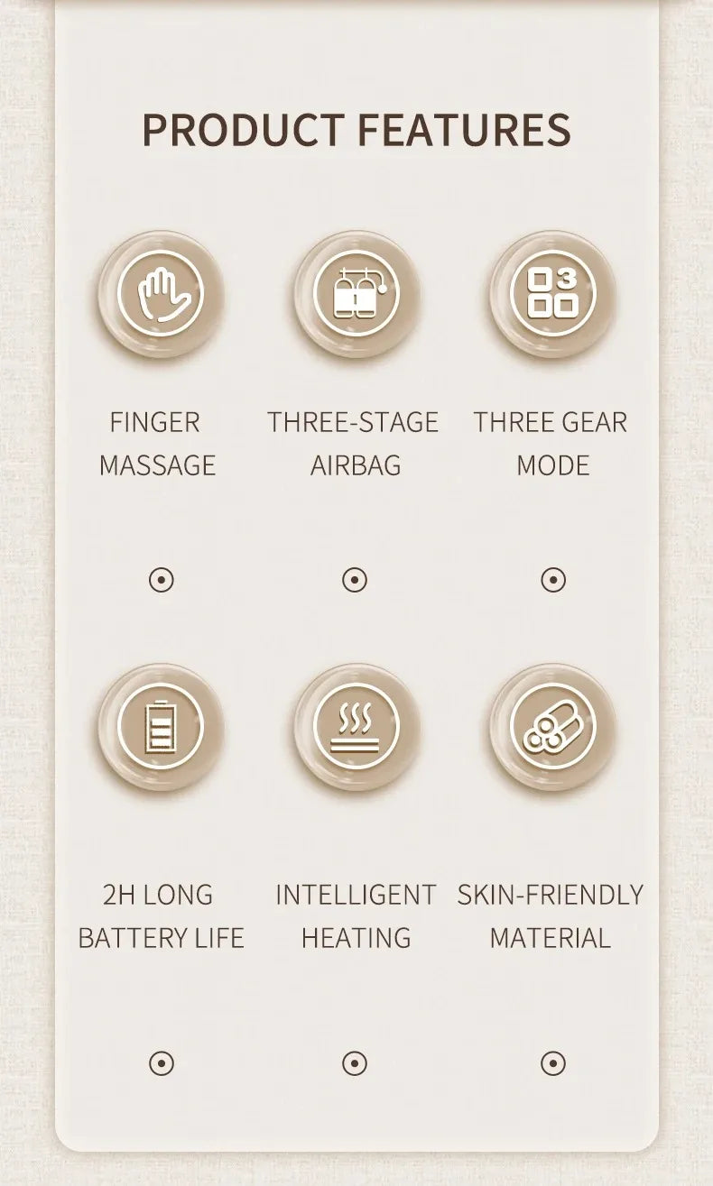Hand Massager with Heat and Airbag Compression Carpal Tunnel Wrist Finger Kneading Massage Device Electric Vibration Gloves