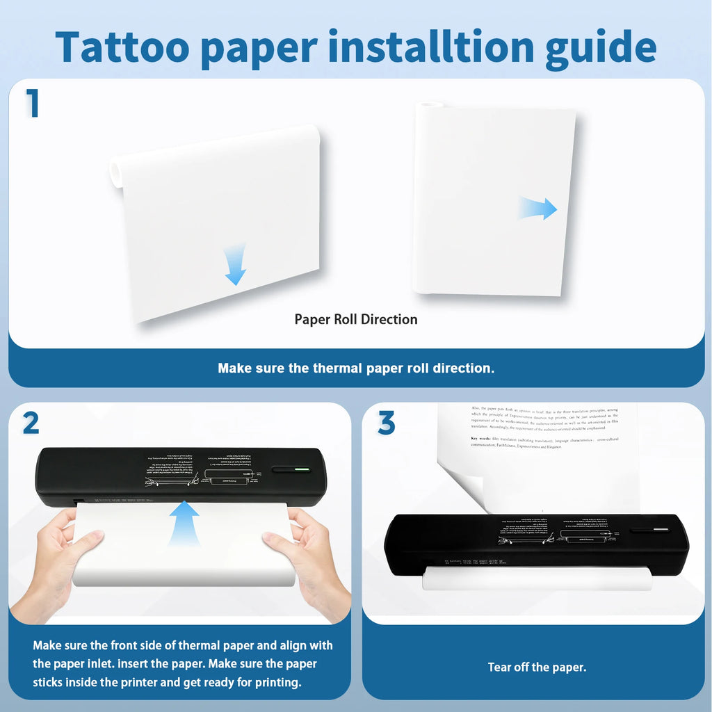 Portable Printer Wireless Inkless Thermal Printer A4 Bluetooth C80 300DPI Mobile Support Android iOS for Office Work Home School