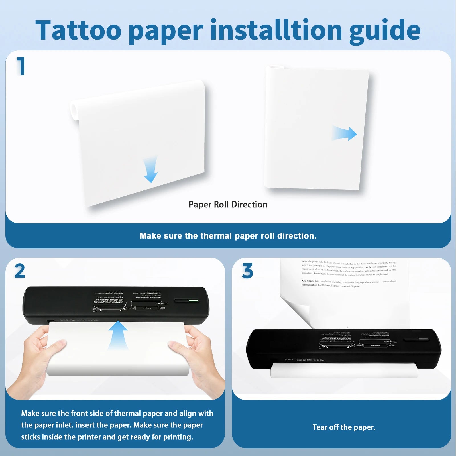 Portable Printer Wireless Inkless Thermal Printer A4 Bluetooth C80 300DPI Mobile Support Android iOS for Office Work Home School
