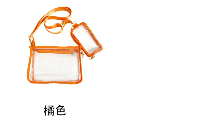 PVC Transparent Shoulder Bag 2 IN 1 Adjustable Shoulder Straps Casual Clear Crossbody Bag Fashion Couple Bag for Boys & Girls