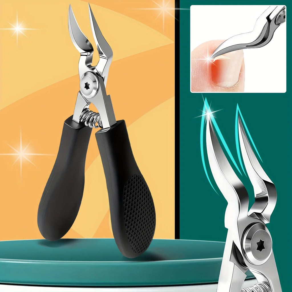 Heavy-Duty Stainless Steel Nail Clipper, Thick Toenail & Fingernail Clipper for Adults, Professional-Grade Curved Blade