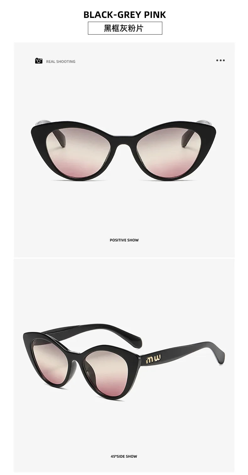 2026 New Fashion Cool Sunglasses Women Luxury Brand Letters Anti Strong Light Vintage Cat Eyes Sun Glasses Ladies Gafas UV400