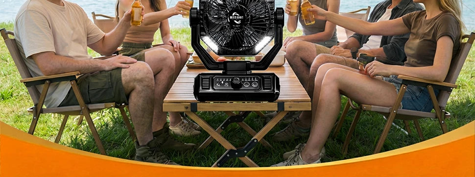 coldSky 20000mAh Battery Camping Fan with LED Lantern 8 Speed Desk Fan Portable Outdoor Fan Teny Picnic Fishing Travel Jobsite