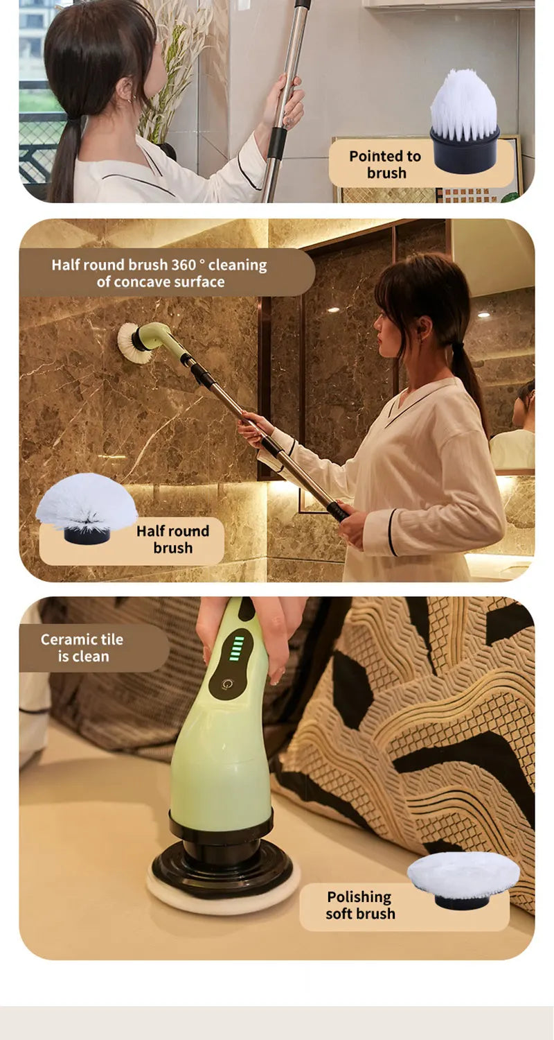 Cordless Electric Spin Scrubber Multipurpose, Cleaning Brush for Kitchen Bathroom Toilet Floor, Hair Broom Mop Household Gadget