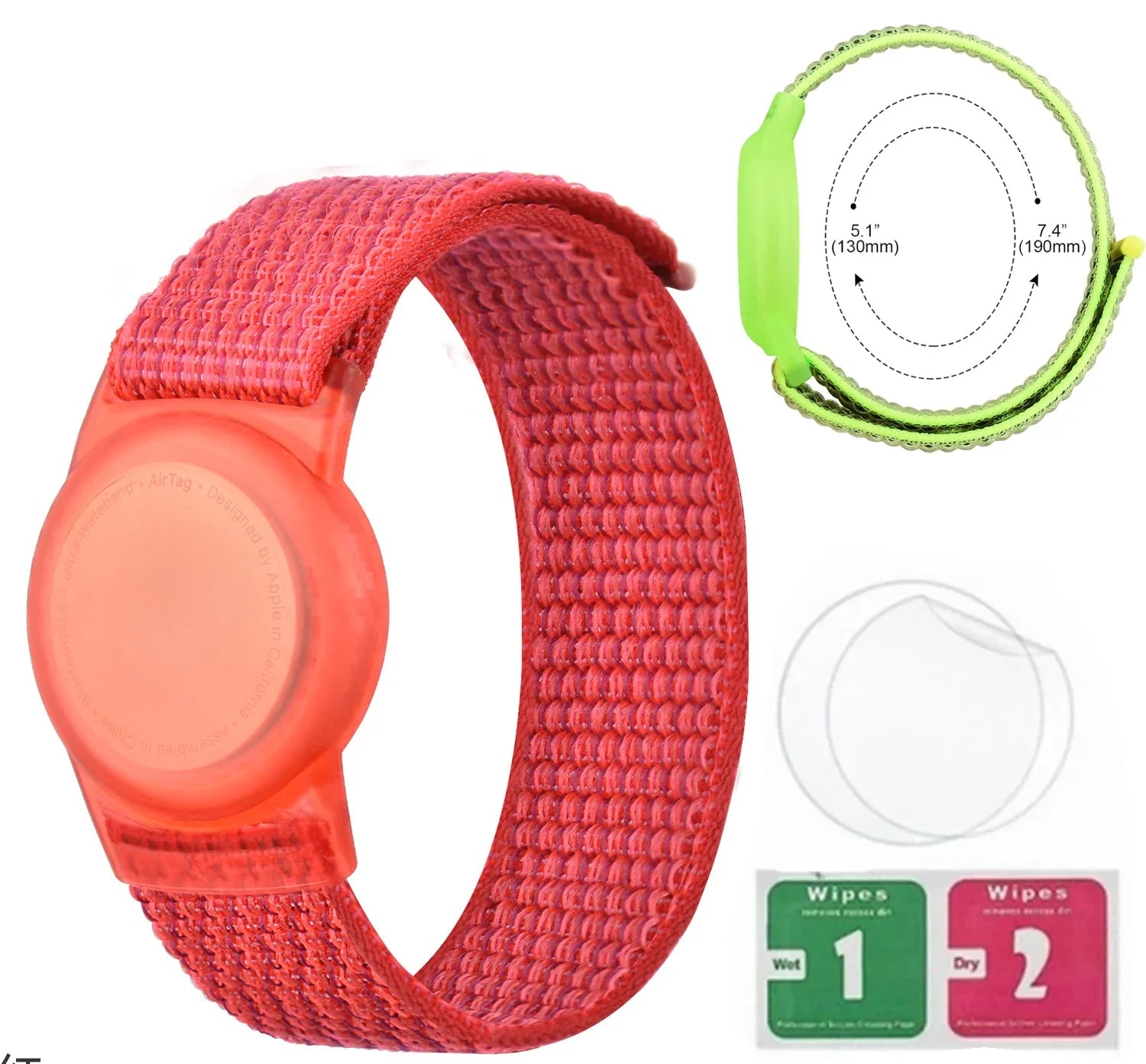 Waterproof Airtag Bracelet for Kids Soft Nylon Hidden Air Tag Wristband Full Cover Lightweight  Band for Toddler Child