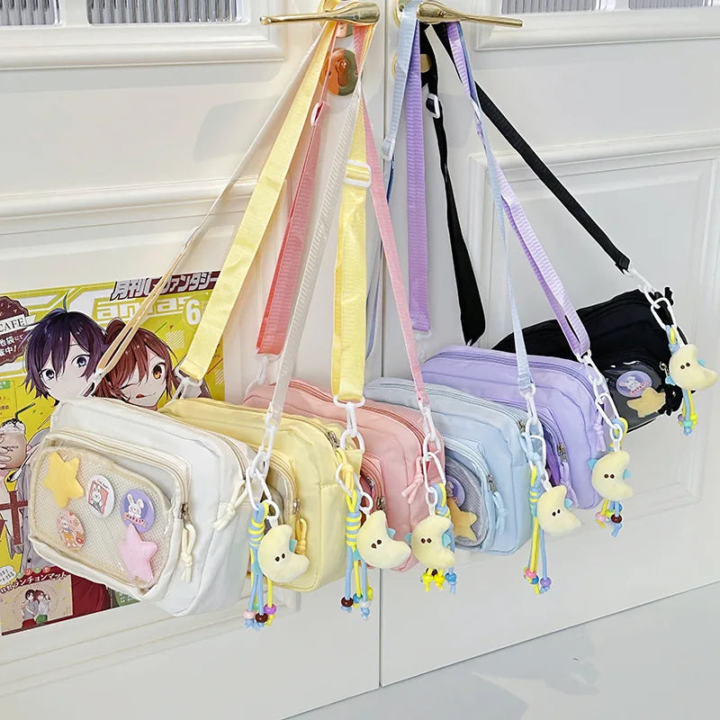 Japan and South Korea Cute Small Bag Female anime Pain Bag Pure Color Small Fresh Student Korean Simple Bag Crossbody Bag Female