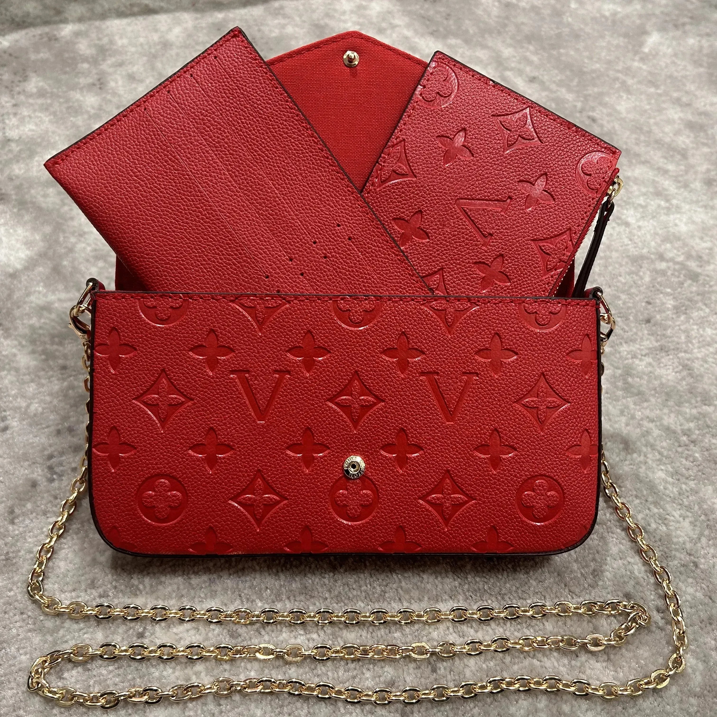 10A Bags 3/p Set Top Luxury Designer Wallet Shoulder Women Classic Flower Pochette Felicie Bag Leather Clutch Tote Messenger bag