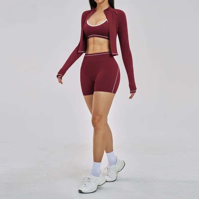 3PCS Sports Sets Woman Set Yoga Sexy Outfits Nude Feel Spring Summer Women's Gym Kit Female Fitness Clothing Outdoor Running