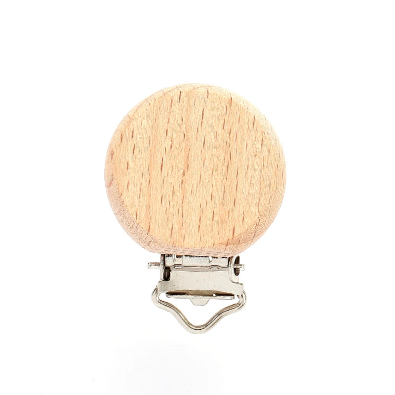 10Pcs Wooden Baby Pacifier Holder Metal Clip Beech Baby Pacifier Clips Chain Accessories Wooden Teether Toy BPA Free
